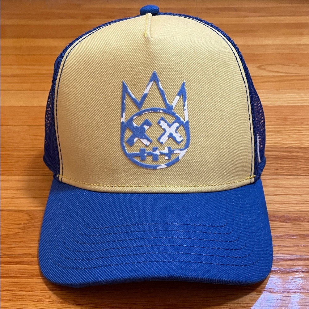 Cult of Individuality Yellow and Blue Trucker Hat with Logo